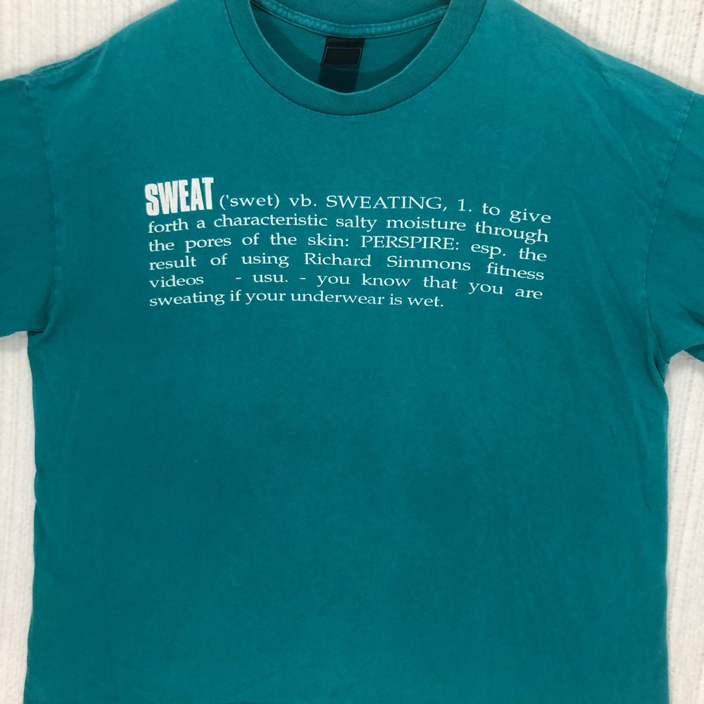 Richard‎ Simons Sweat Definition Teal Graphic T-Shirt Single Stitch Size XL